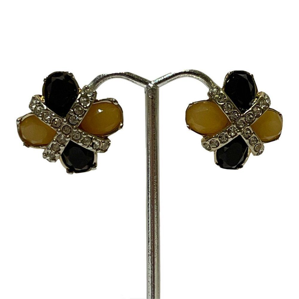 unbranded eleganant button earrings post back x rhinestone wrap pattern Evening